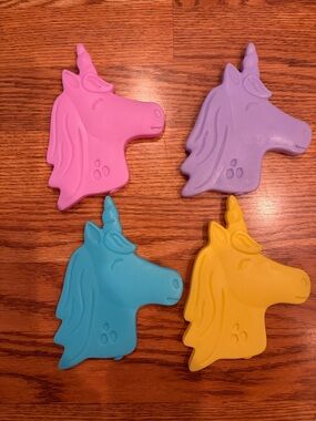 Set of 4 Unicorn Head Ice Packs - Pink, Purple, Blue, Yellow
